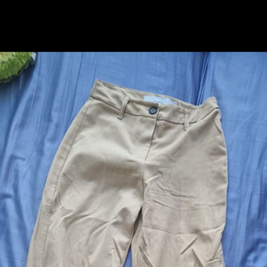 Beige Loop Stoffhose Bershka