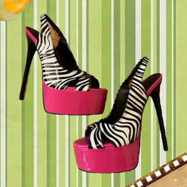 Plateau High Heels Zebra pink