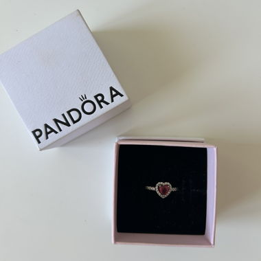 Pandora Heart Ring with Red Stone