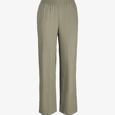 Kaki Leinenhose mit Gummibund