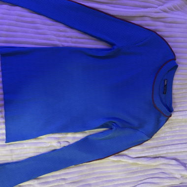 Maglia a coste blu maniche lunghe Zara