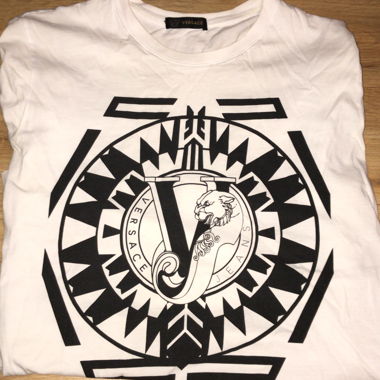 T-shirt Versace Jeans bianca con stampa nera