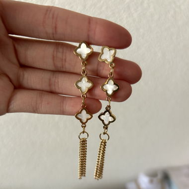 Earrings - 18k gold plated with mother of pearl