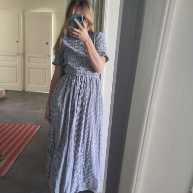 Robe vichy smockee noire et blanc