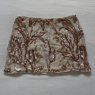 Jupe courte à sequins beige