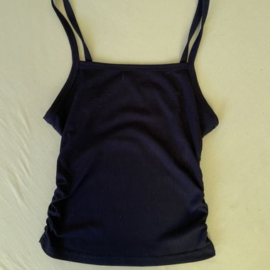 Top a spalline costine blu scuro