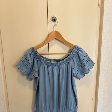 Esprit Denim Short Jumpsuit with floral cutout