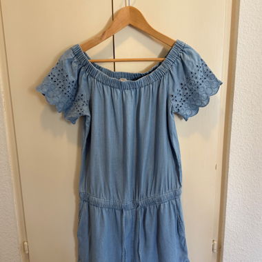 Esprit Denim Short-Jumpsuit mit floralem Cut-out