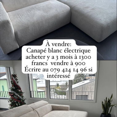 Divano angolare elettrico bianco
