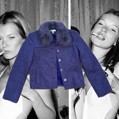 Purple Tweed wool jacket with faux fur collar