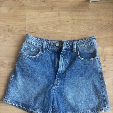 Short en jean taille haute bleu Zara