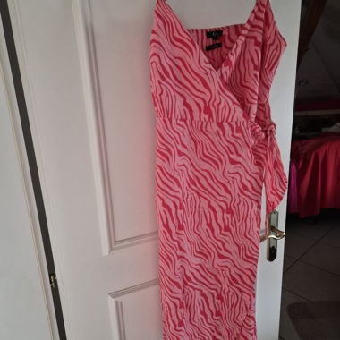 Pink Linen Wrap Dress Brand