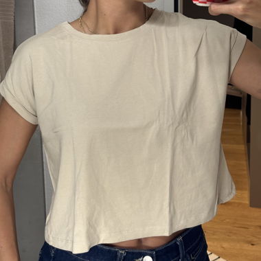 T-shirt court beige Zara, taille EUR S