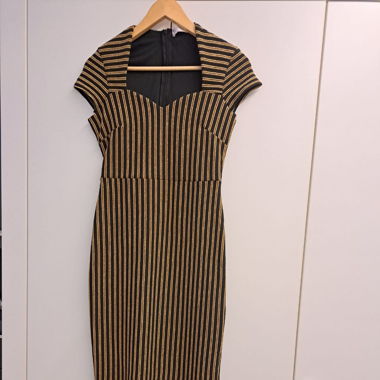 Midi Pencil Dress with Peplum Hem 