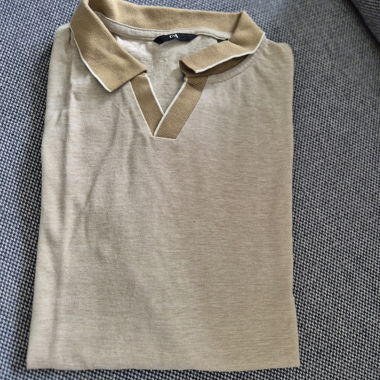 Beige polo shirt with collar
