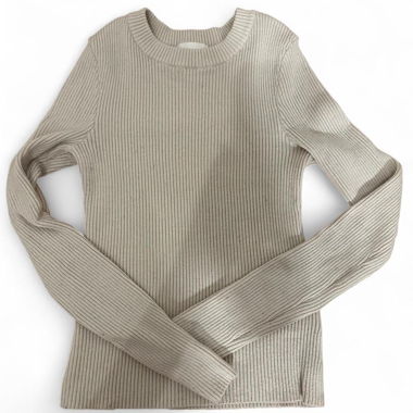 Cream long sleeve ribbed top, size s
