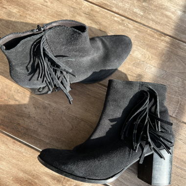 Hallhuber Stiefeletten Gr.39 Fransen Boho Schwarz