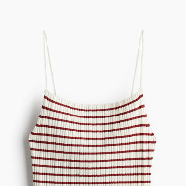 Top a Spalline in Maglia Costina