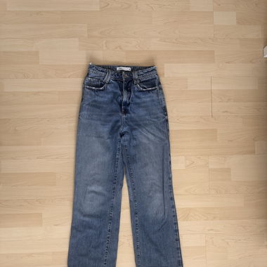 High-Waisted Blue Straight Leg Jeans