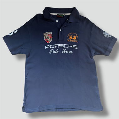 La Martina Porsche 2010 retro poloshirt in grey