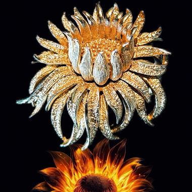 BROCHE TOURNESOL VINTAGE DORE