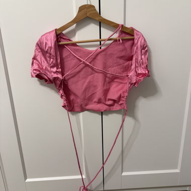 Pink satin crop top - Zara