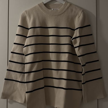 Pull rayé Selected Femme beige S