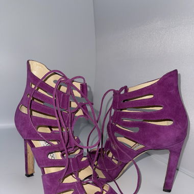 Jimmy Choo purple suede lace up heels Size 40