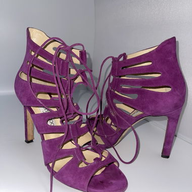 Jimmy Choo purple suede lace up heels Size 40