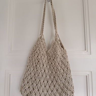 Beige Makramee-Tote Bag