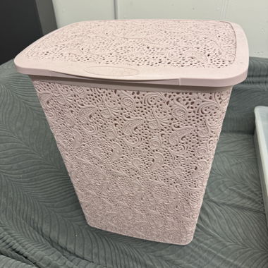Pink laundry basket
