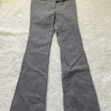 Graue gestreifte Vintage Anzugshose