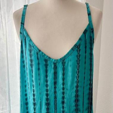 Batik Maxikleid mit Spaghettiträgern, Viskose L XL