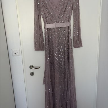 Langes Pailletten-Kleid rosa