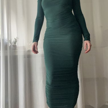Dark Green Off-Shoulder Dress