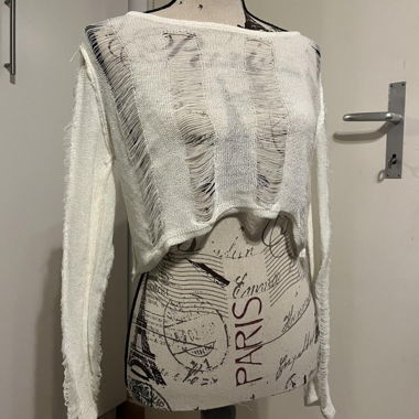 Pull court en maille blanc