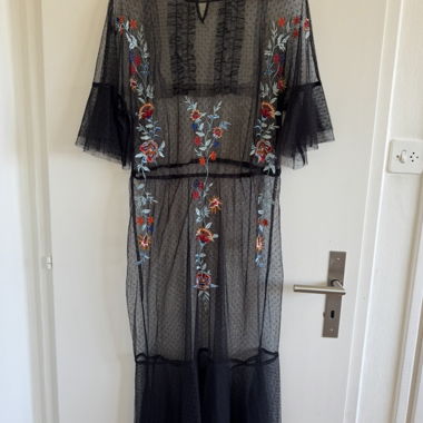 Black embroidered tuille dress