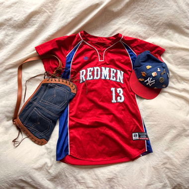 Maillot vintage rouge bleu streetwear