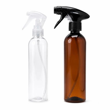 Set di 2 flaconi spray in PET – trasparente & marrone ambra