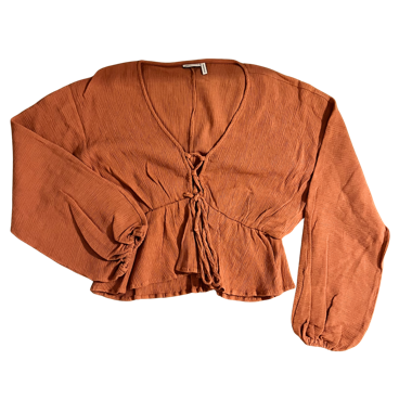 Chemisier à volants Peplum ASOS brût orange, nœud noué au devant
