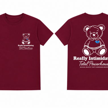 Burgundy T-shirt with bear print