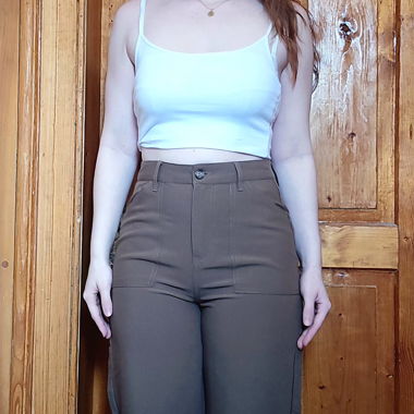 Brown High-Waist Cargo Pants