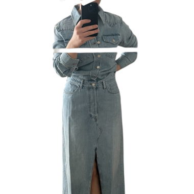 Set di abito in denim con gonna