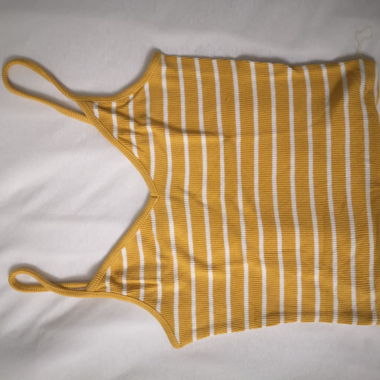 Bershka top a coste giallo a righe orizzontali XS
