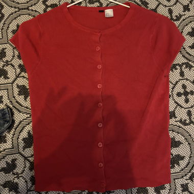Red Short-Sleeve Cardigan