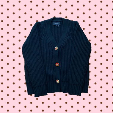 Schwarzer Rippenstrick-Cardigan