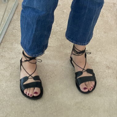 Schwarze Schnür Sandalen, Gr. 38
