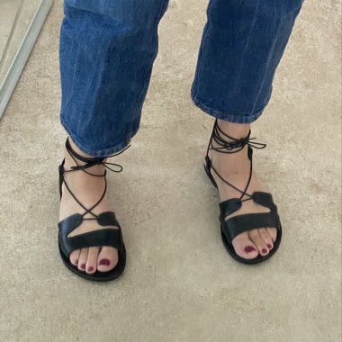 Schwarze Schnür Sandalen, Gr. 38