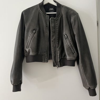 ZARA Leather-Look Bomber Jacket