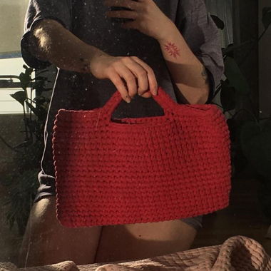 chunky handmade crochet bag